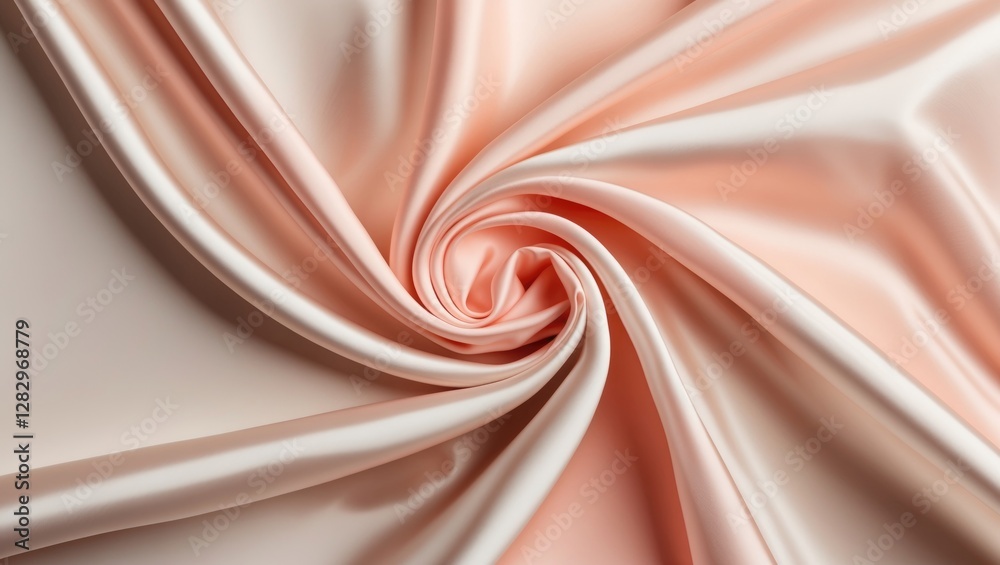 Poster satin fabric texture in soft peach and cream colors arranged in a circular swirl pattern for textile
