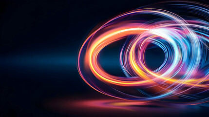 Abstract Glowing Light Trails Against A Dark Background Illustrating Energy and Movement