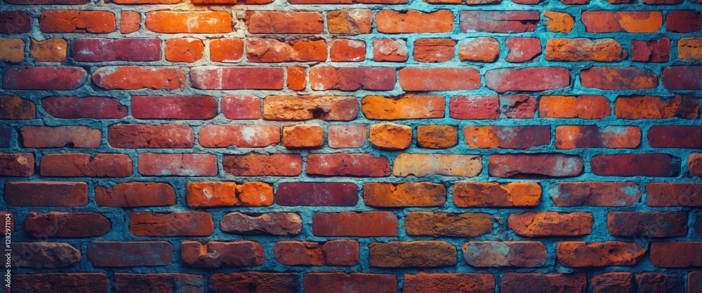Canvas Prints red brick wall texture with contrasting colors and lighting highlighting the surface details and irr
