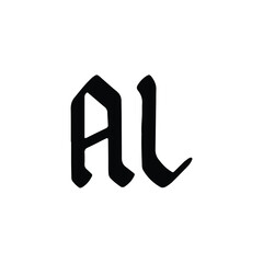 AL monogram logo design letter text name symbol monochrome logotype alphabet character simple logo