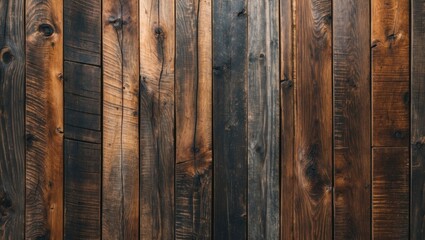 Textured wooden wall with varying shades of brown and black featuring natural grain patterns and rustic finish