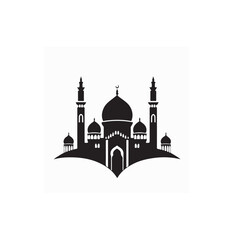 Islamic Mosque Silhouette Vector isolated on white background.