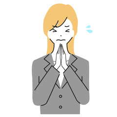 謝罪している若い女性