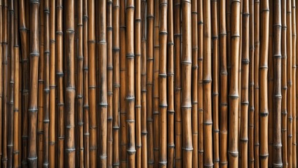 Bamboo wall texture pattern showing closely arranged vertical stems natural material background