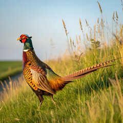 Fototapeta premium Male Pheasant in Grassland