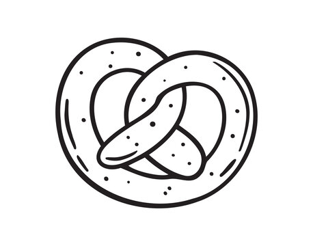 recommend clip art: Pretzel doodle hand drawn icon. German pretzel traditional drawing clipart line isolated element.