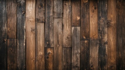 Obraz premium Dark brown wooden floor texture with various shades and natural grain patterns for background or surface design