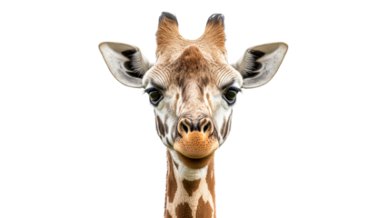 Giraffe portrait with detailed facial features