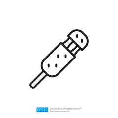 Screwdriver Tool Icon for Engineering and Craftsmanship in Simple Outline Design with Circular Handle and Precision Detailing