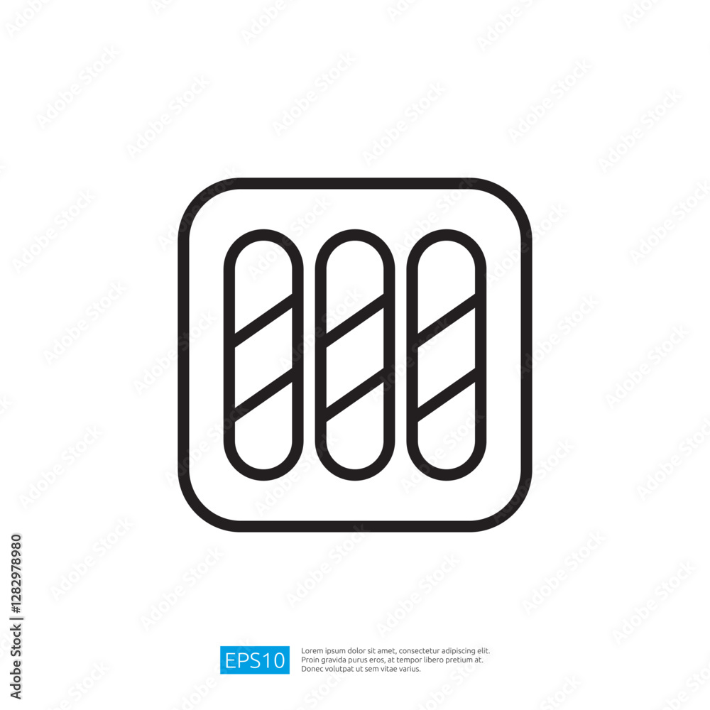 Poster stylized graphic icon of rectangular lines in square format with geometric elements and minimalist d