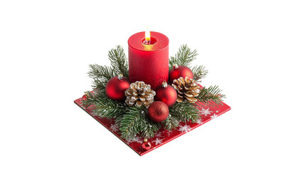Holiday candle centerpiece in redgreen