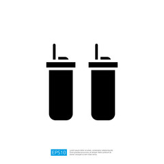 Dual Icons of Two Soft Drink Containers with Straws in Minimalist Black and White Design
