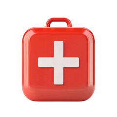 Obraz premium First Aid Kit: A bold, red first aid kit with a prominent white cross sits ready, a symbol of protection and preparedness.