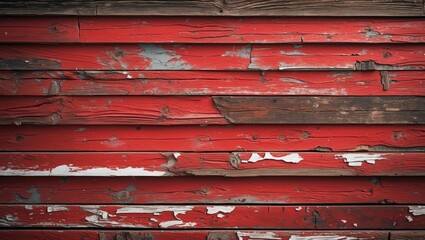 Weathered red wooden planks with peeling paint and distressed texture background for rustic design projects
