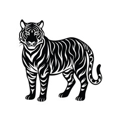 A black and white tiger animal vector on white background.