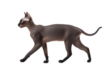 Sphynx cat walking gracefully across the surface