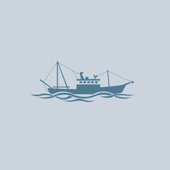 logos, illustrations of fishermen, ships