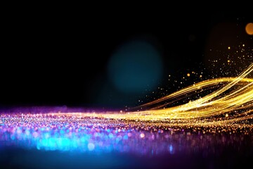 Fototapeta premium A luxurious deep-space ink texture resembling cosmic dust and glowing galaxies.