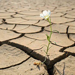 Resilience: Flower in Drought-Cracked Earth