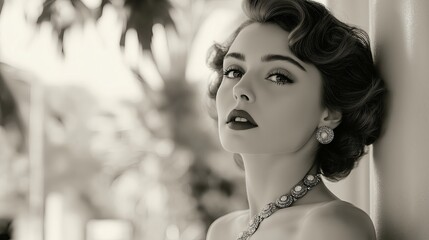 Fototapeta premium A woman with classic styled in 1950s fashion.