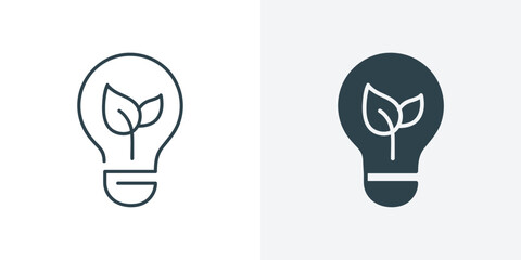 Ecological Light Bulb Icon with Leaf. Vector Illustration of Green Energy and Sustainable Innovation