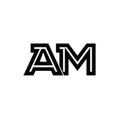 AM monogram logo design letter text name symbol monochrome logotype alphabet character simple logo