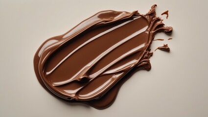 Chocolate spread texture on a smooth surface with streaks and drips showcasing rich brown color and glossy finish