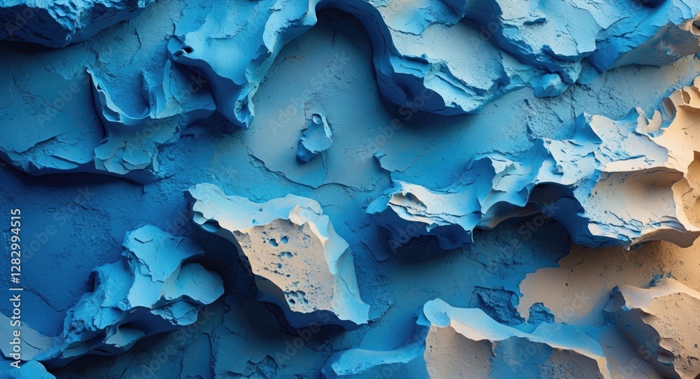 Poster blue textured abstract background with layered three-dimensional surface featuring shades of blue an
