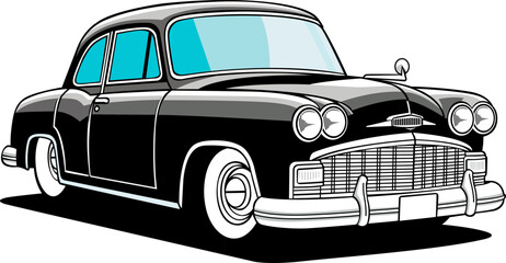 black white and blue look oldest model car hand drawn vector image with PNG Transparent background