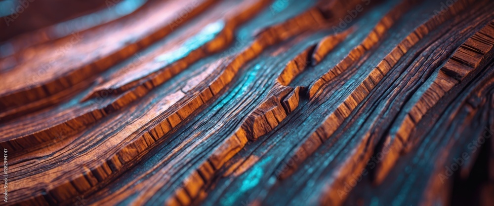 Aufkleber Textured wooden surface with intricate layers and diverse colors showcasing the natural grain and patterns in wood craftsmanship.