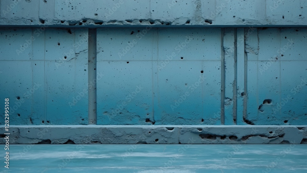 Poster concrete wall with blue gradient texture featuring rough surface and visible imperfections suitable 