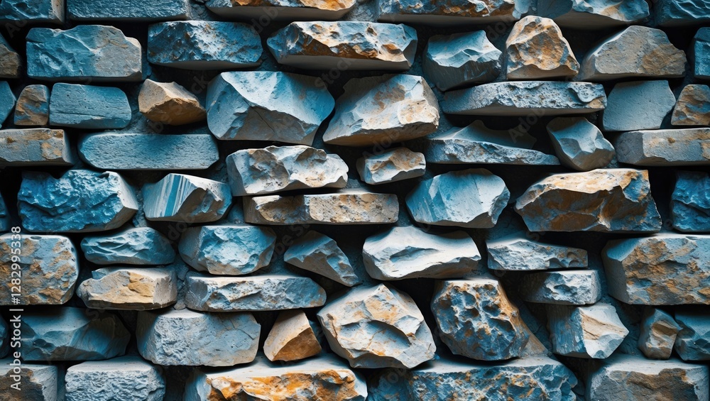 Poster textured background of irregularly shaped stones arranged in a random fashion with varying shades of