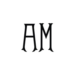 AM monogram logo design letter text name symbol monochrome logotype alphabet character simple logo