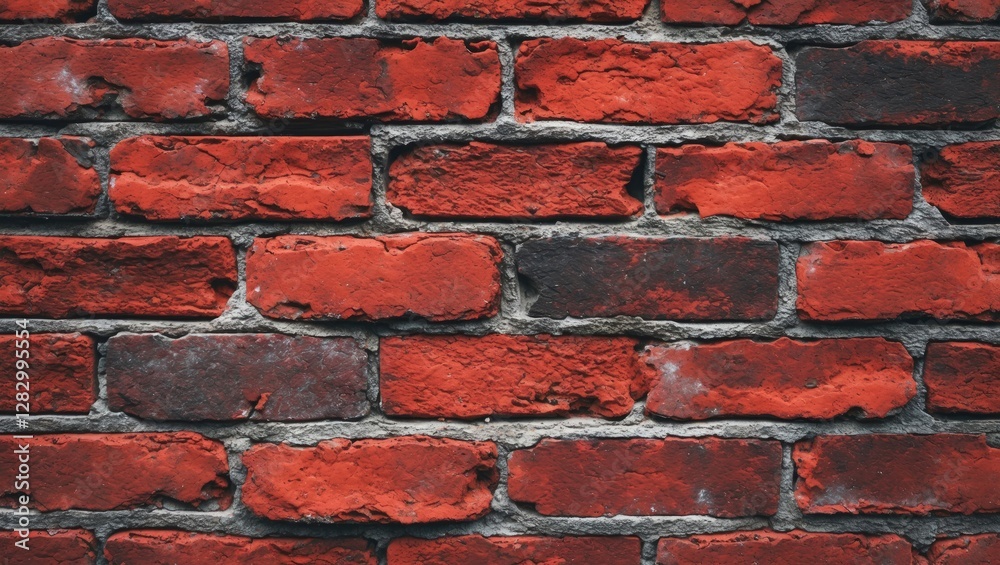 Poster red brick wall texture with varying shades of red and black, featuring visible mortar lines and an a