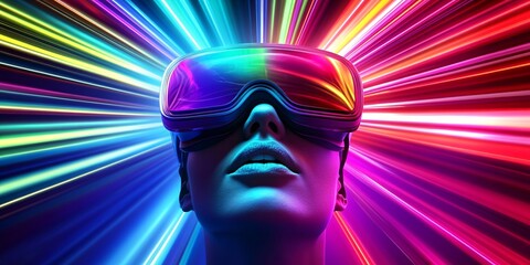 immersive virtual reality experience with neon lights and futuristic vibes