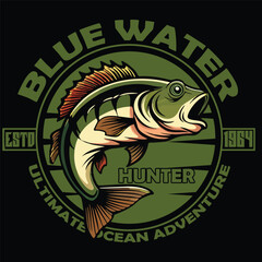 blue water hunter t shirt design