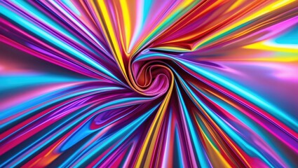 Fototapeta premium Colorful abstract swirl pattern of shiny fabric or foil in vibrant hues of pink, purple, blue and yellow creating a dynamic visual effect