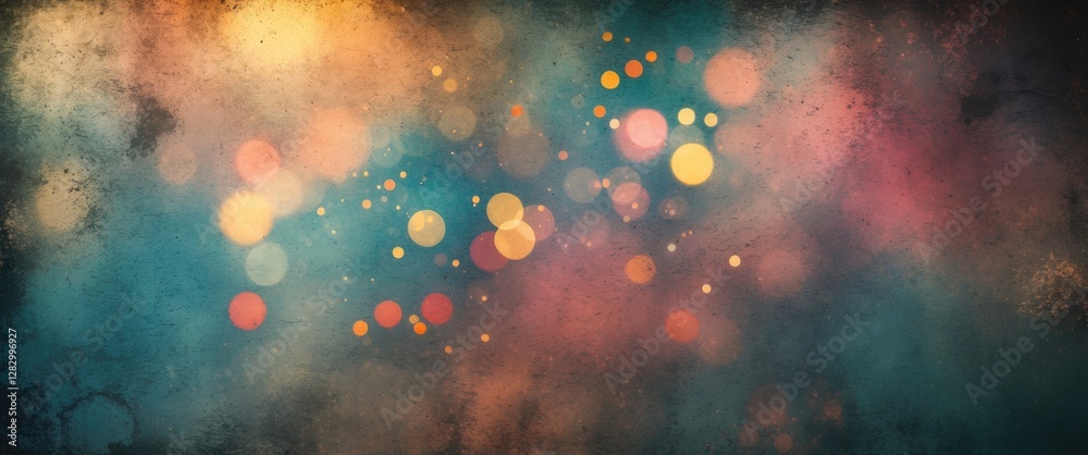 Aufkleber Colorful bokeh abstract background with soft blurred lights and textured surface in shades of orange, blue and pink for digital use