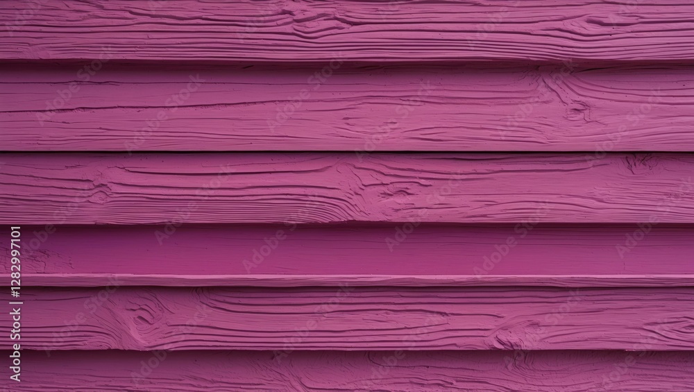 Poster textured wooden wall painted in vibrant pink color with horizontal planks and visible wood grain pat