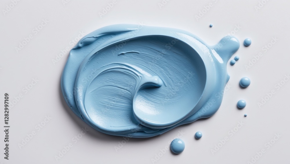 Aufkleber Blue paint swatch with smooth texture and circular patterns on a white background as an artistic material concept