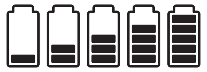 Battery level indicator. Set of battery icons on a white background. vector illustration