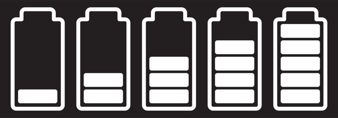 Battery level indicator. Set of battery icons on a white background. vector illustration