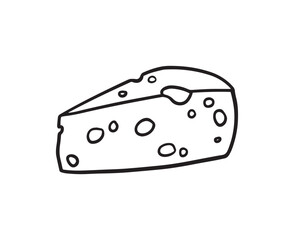 Cheese piece single Doodle hand drawn line icon. slice cheese for menu, design restaurant, cafe