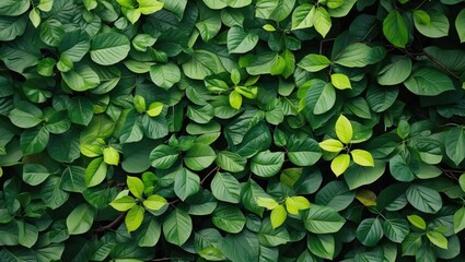 Lush green leafy texture background ideal for nature, tranquility, or eco-friendly themes in design and advertising projects.