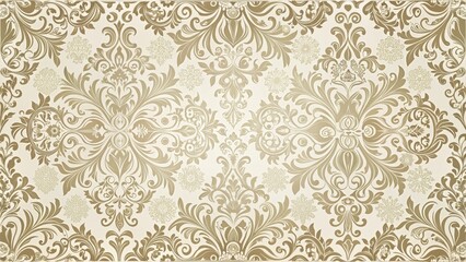 Elegant Damask Floral Pattern On Cream-Colored Background