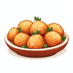 Spanish food croquetas national cuisine dish isolated on white background, colorful cartoon illustration