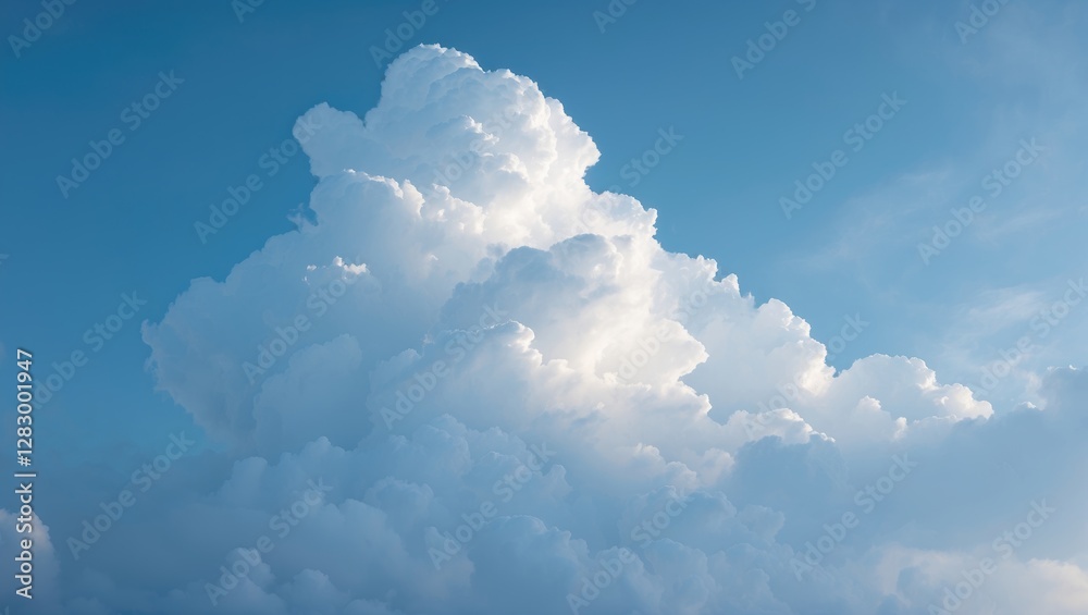 Aufkleber fluffy white cumulus clouds against a bright blue sky creating a serene natural background in a clea