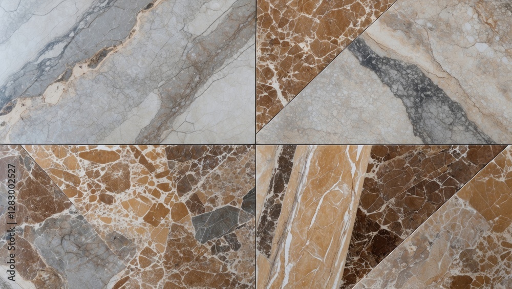 Aufkleber textured marble tile patterns in neutral colors featuring diagonal and irregular designs ideal for f