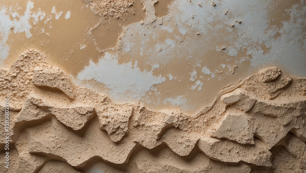 Poster Textured surface with abstract sandy pattern and uneven layers in neutral tones for background or design use.