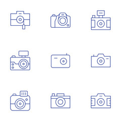 Camera icons set. Thin Line style, editable stroke. camera T, photo camera, camera